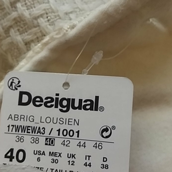 Desigual new Pakaian jadi wanita ivory coat jacket - Picture 5 of 15